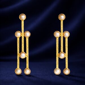 Gold-Plated Aurelia Pearl Trinity Axis Drop Earrings