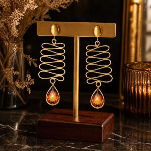 18kt Gold-Plated Amber Spiral Cascade Earrings
